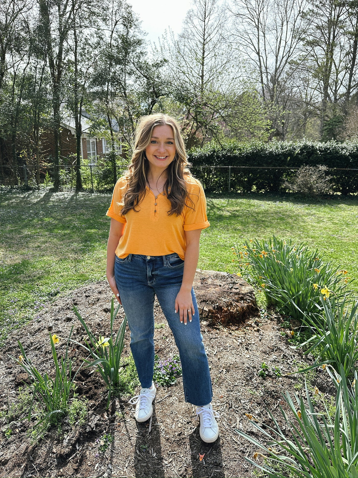 Orange Henley Top