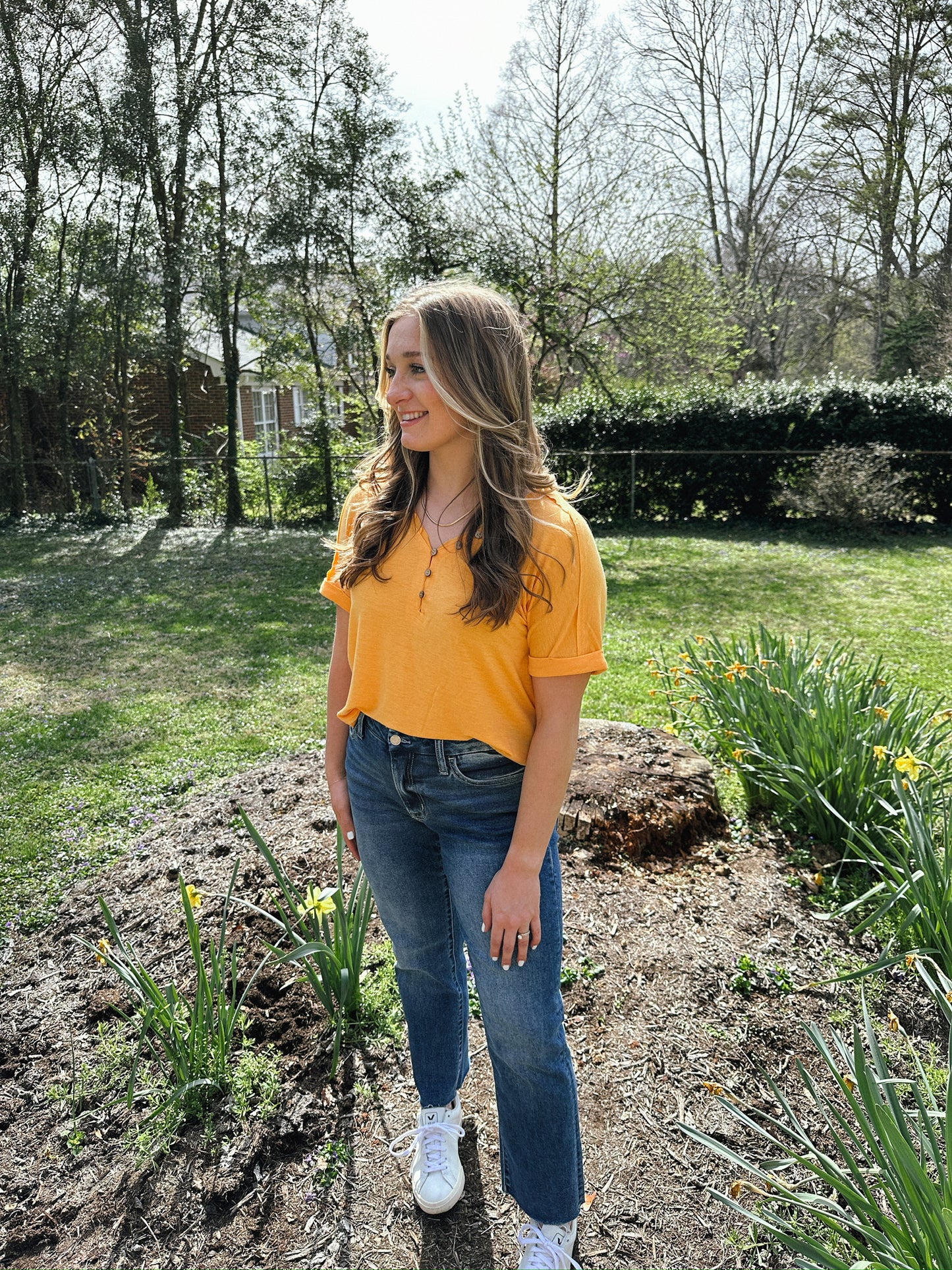 Orange Henley Top