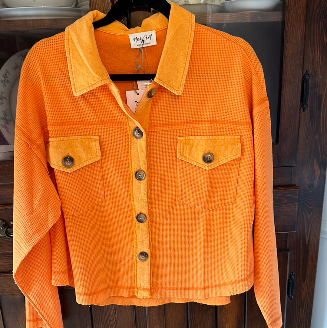 Orange Waffle Knit Jacket