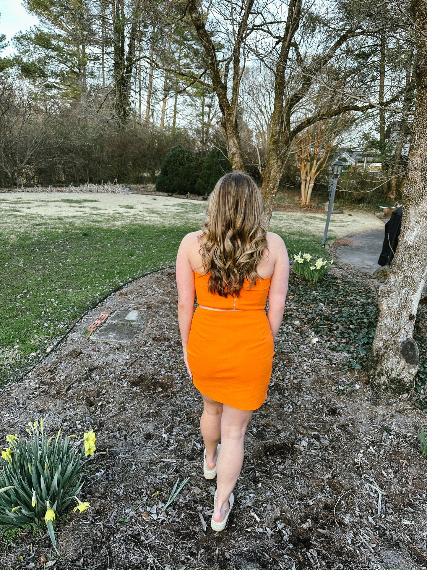 Orange Gameday Linen Cropped Top