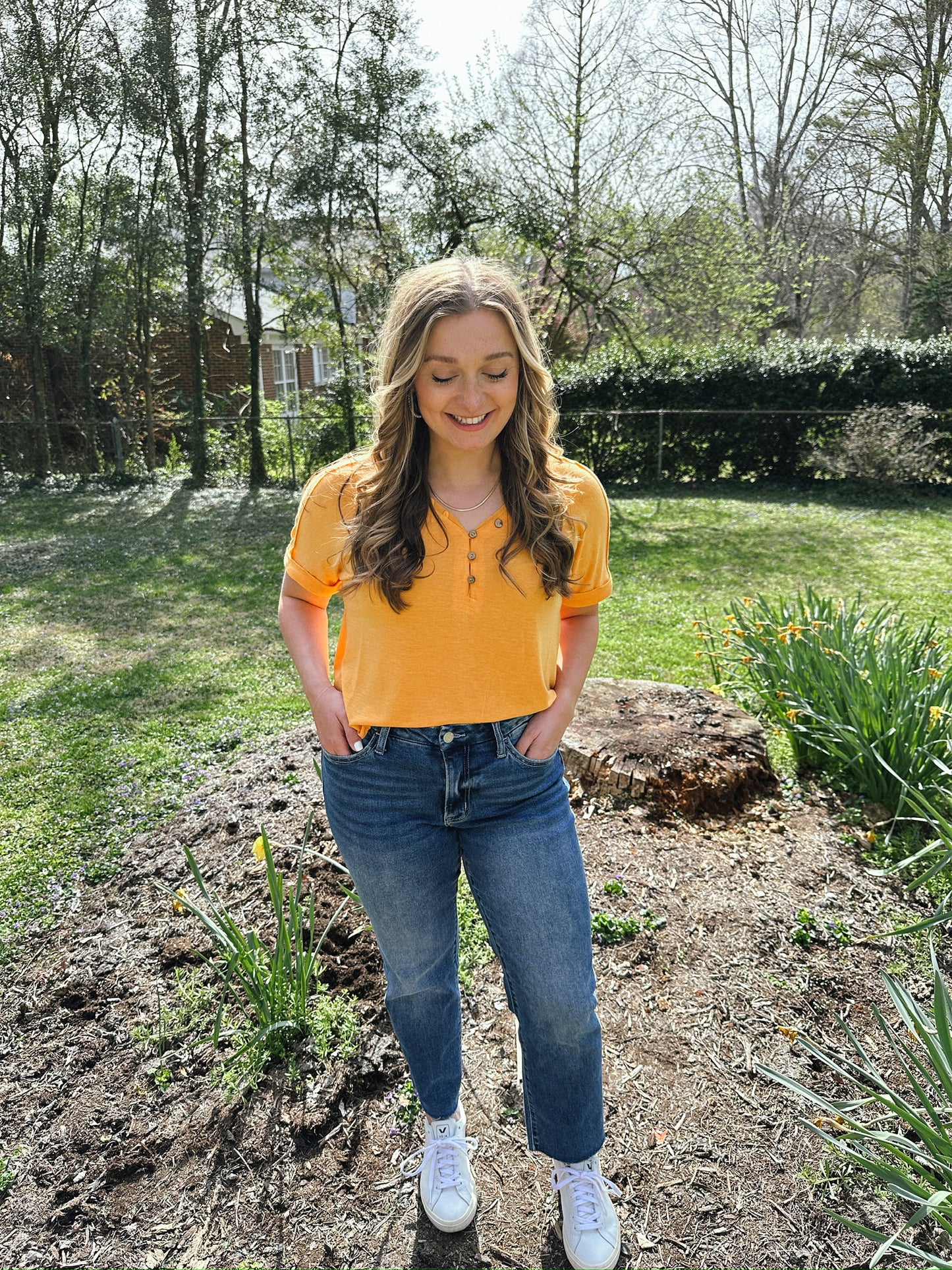 Orange Henley Top