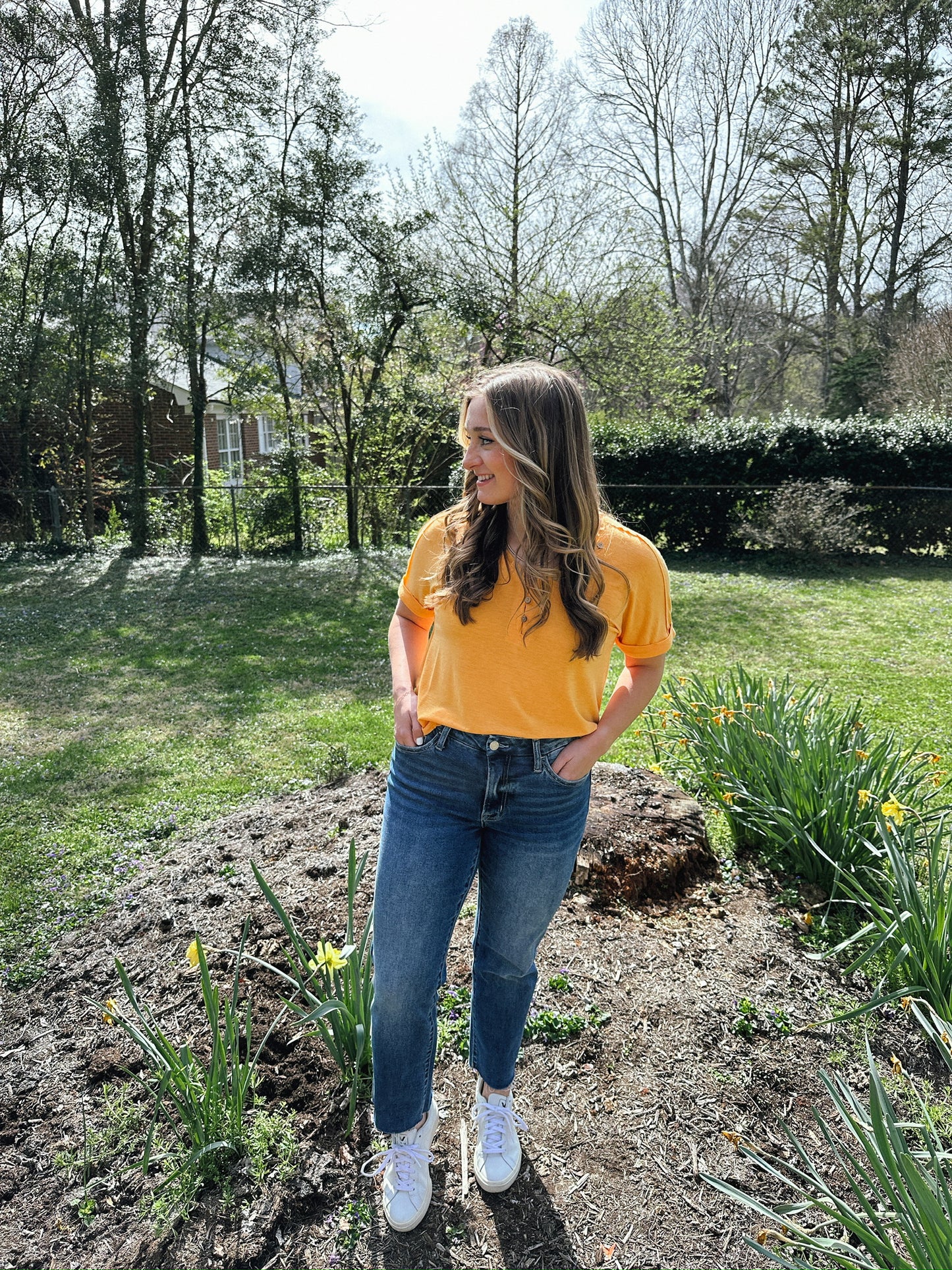 Orange Henley Top