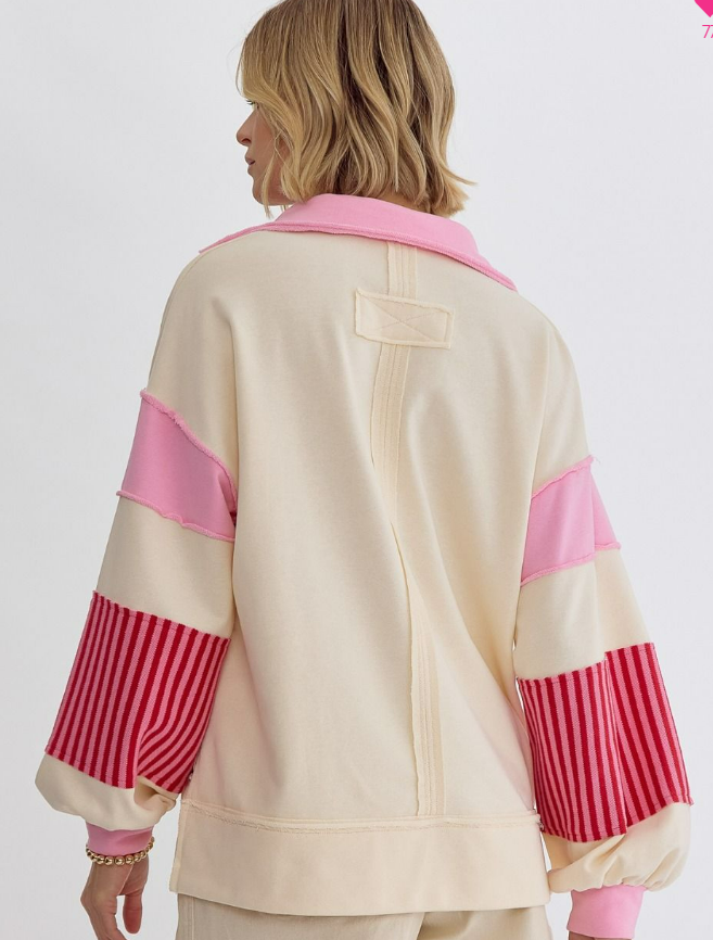 Pink Colorblock Sweatshirt