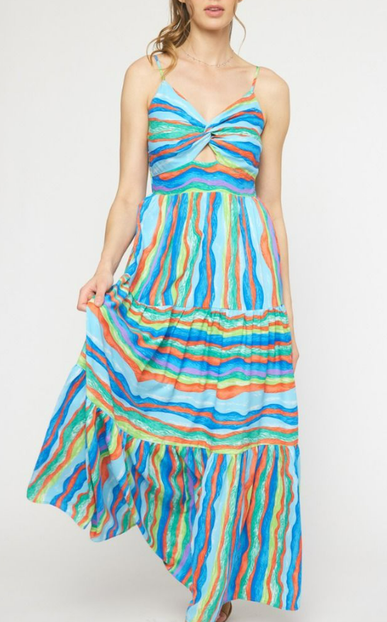 Entro Maxi Blue Print Sundress