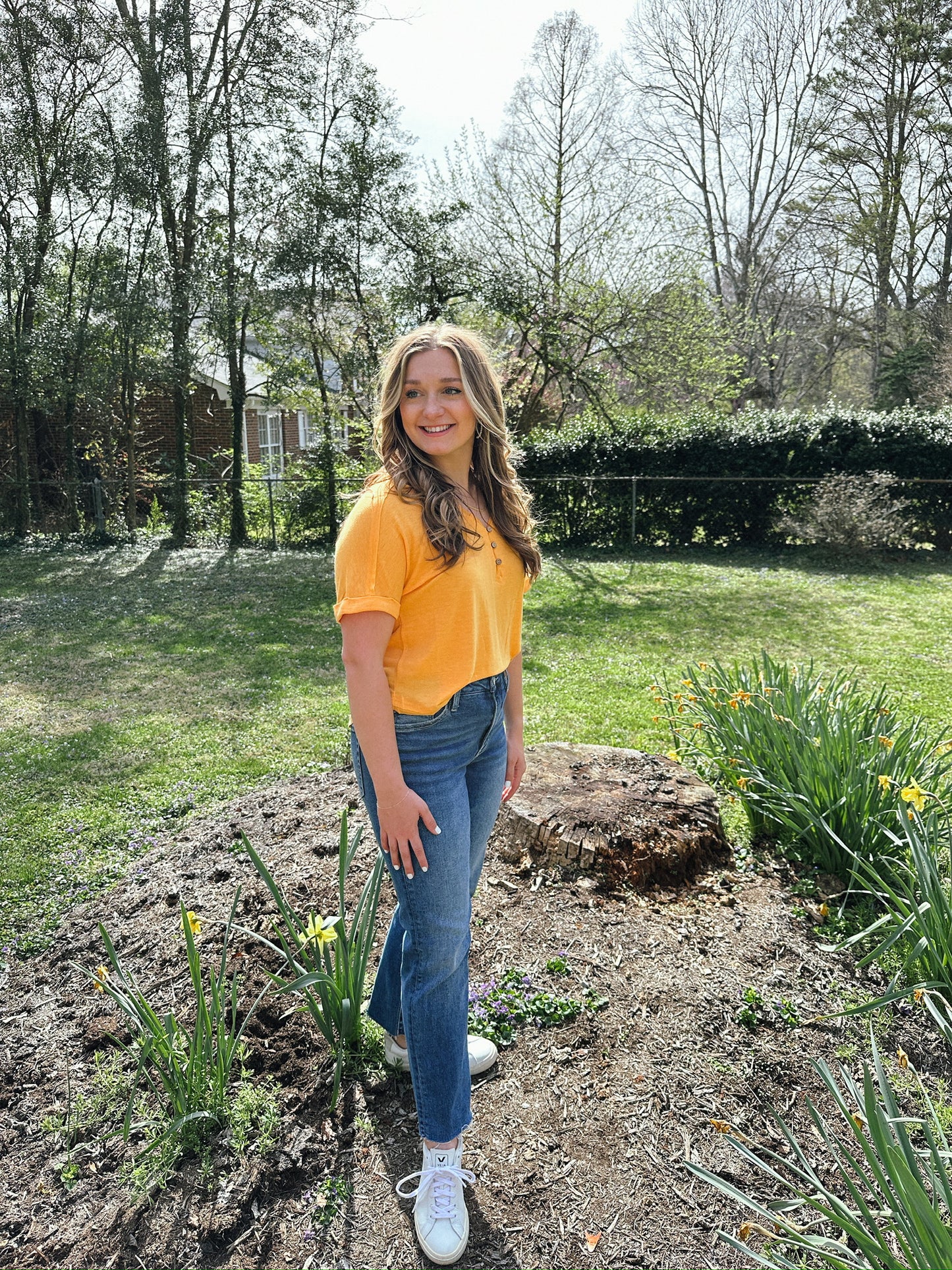 Orange Henley Top