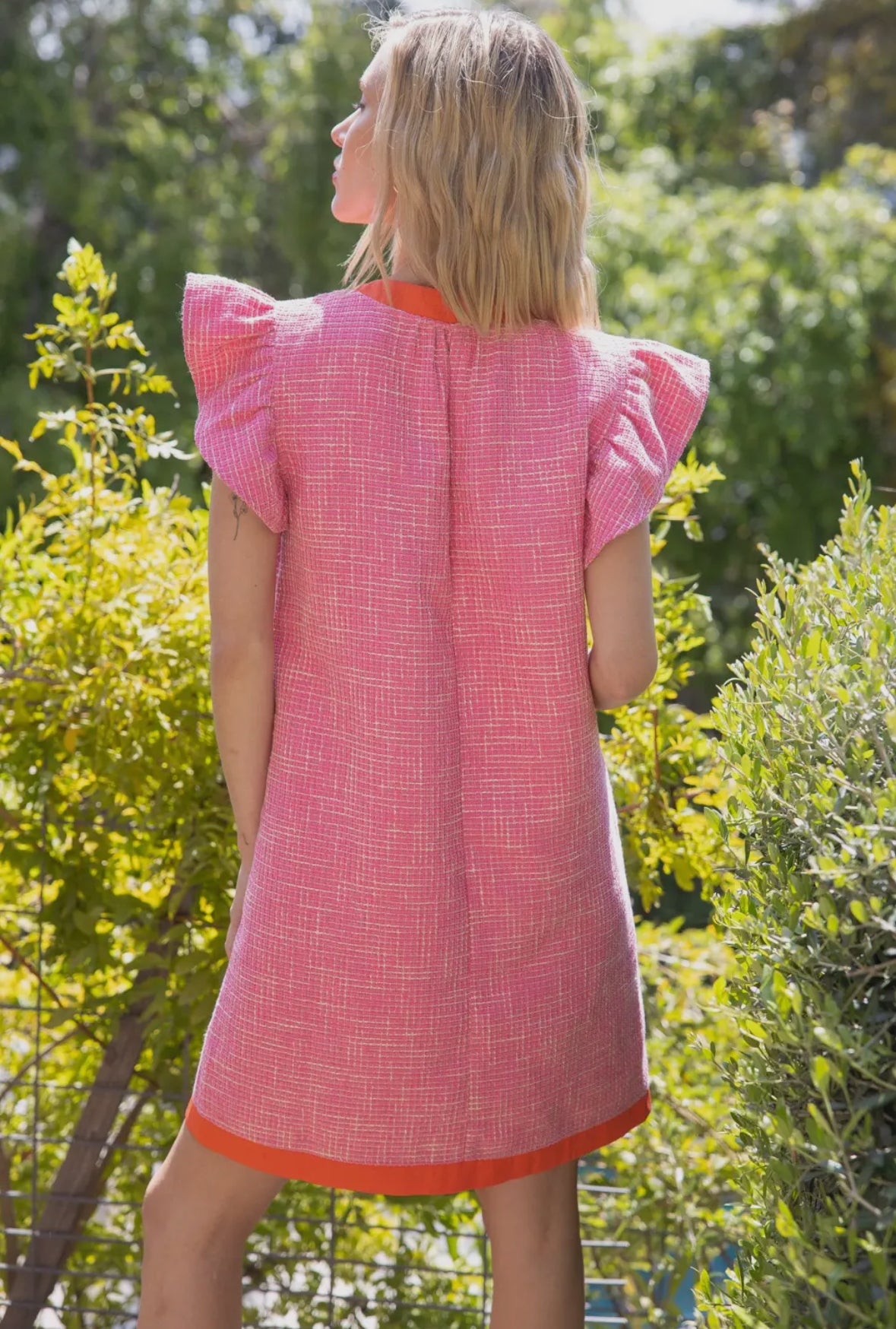 Tweed Pink Dress with Bow