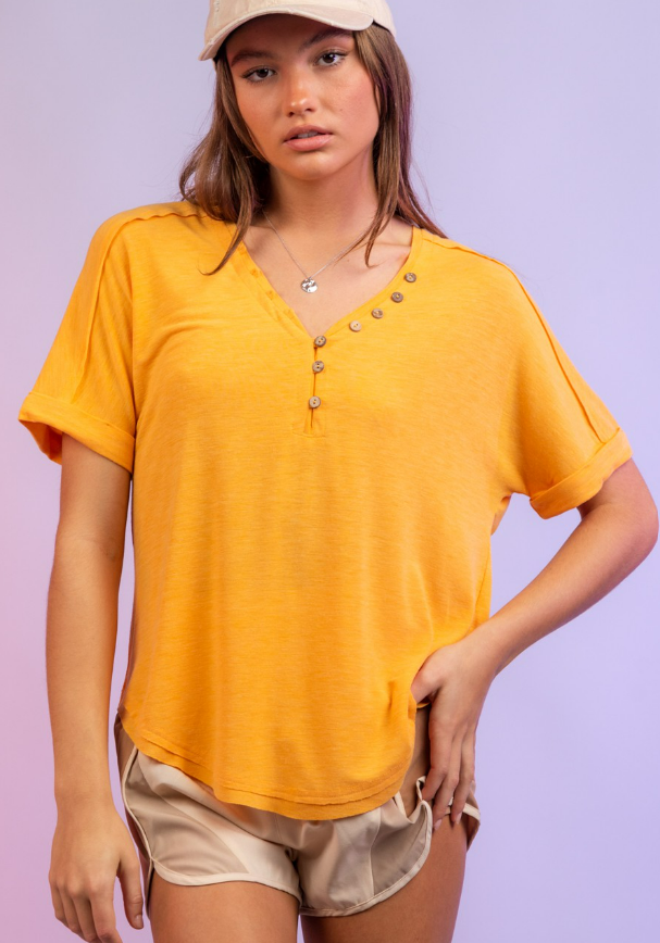 Orange Henley Top