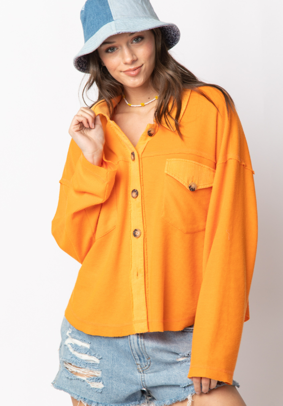Orange Waffle Knit Jacket