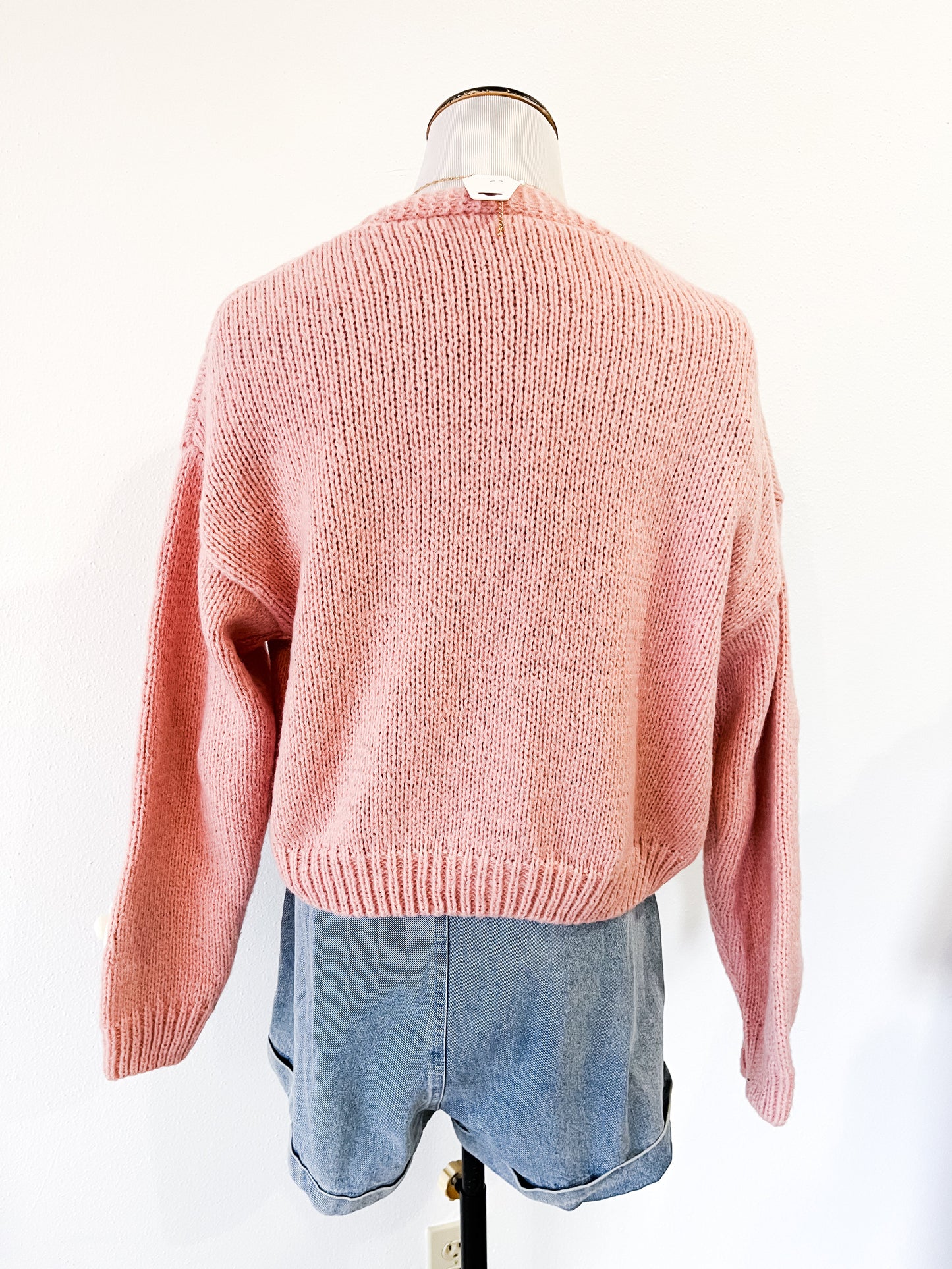Loverly Pink Heart Cropped Cardigan
